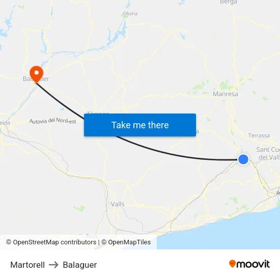 Martorell to Balaguer map