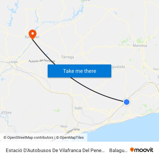 Estació D'Autobusos De Vilafranca Del Penedès to Balaguer map