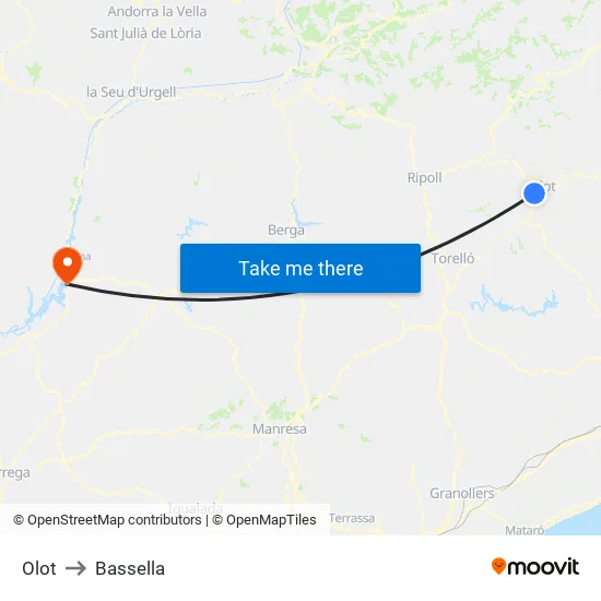 Olot to Bassella map