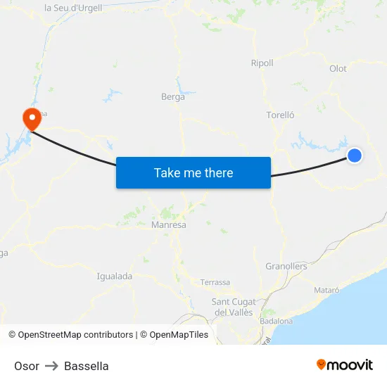 Osor to Bassella map