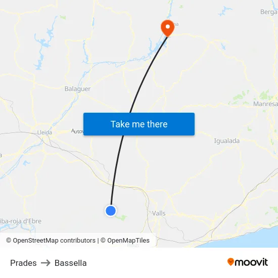 Prades to Bassella map