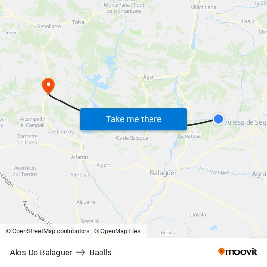 Alòs De Balaguer to Baélls map