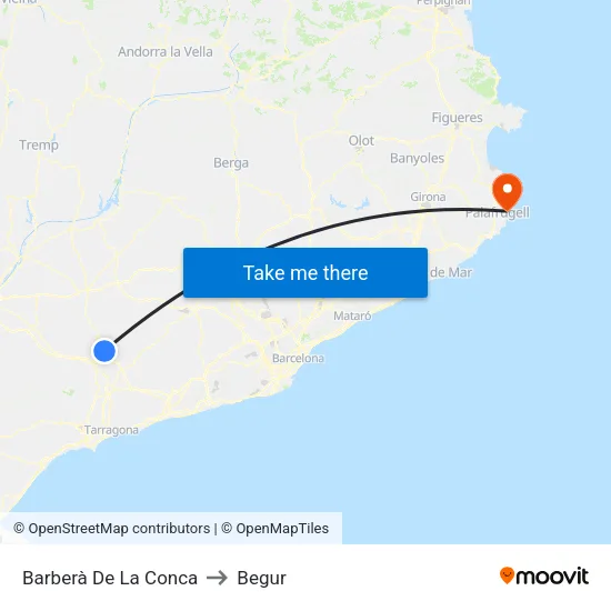 Barberà De La Conca to Begur map