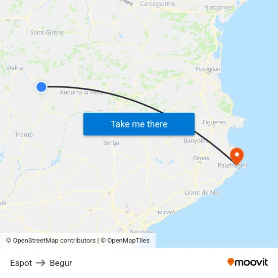 Espot to Begur map