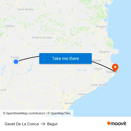 Gavet De La Conca to Begur map