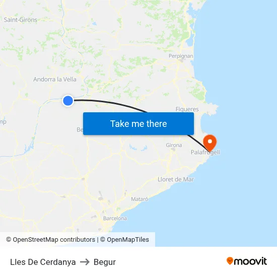 Lles De Cerdanya to Begur map