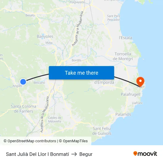 Sant Julià Del Llor I Bonmatí to Begur map