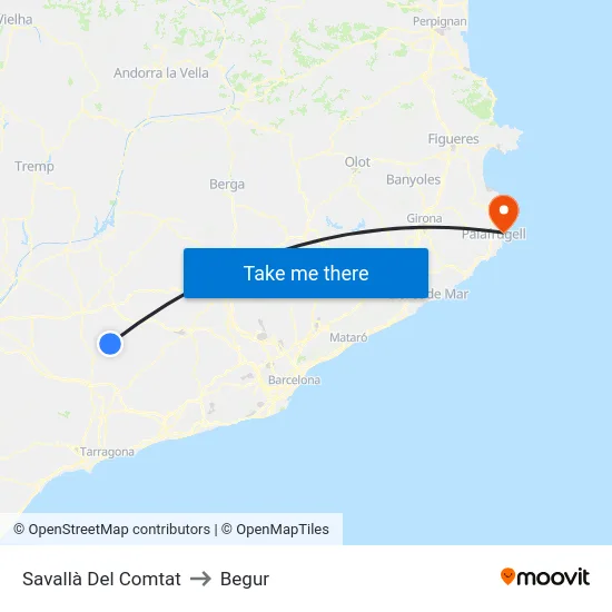 Savallà Del Comtat to Begur map