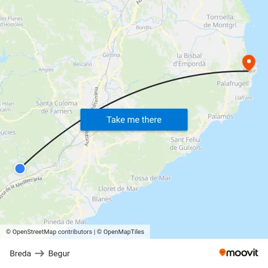 Breda to Begur map