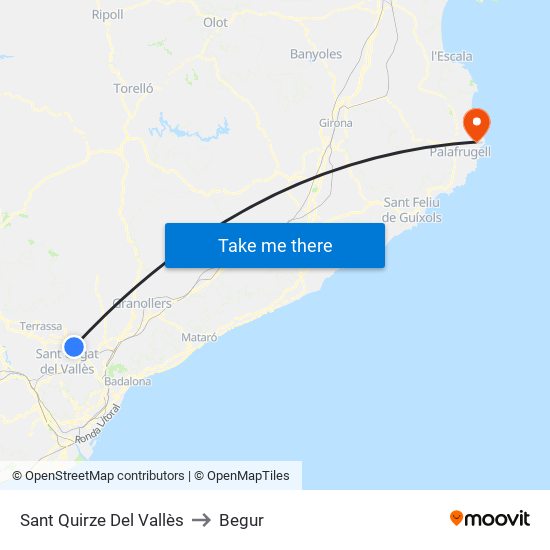 Sant Quirze Del Vallès to Begur map