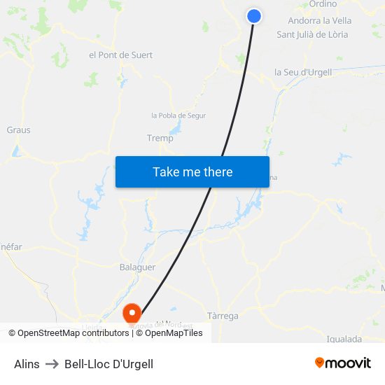 Alins to Bell-Lloc D'Urgell map