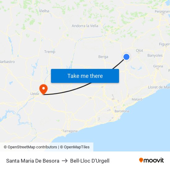 Santa Maria De Besora to Bell-Lloc D'Urgell map