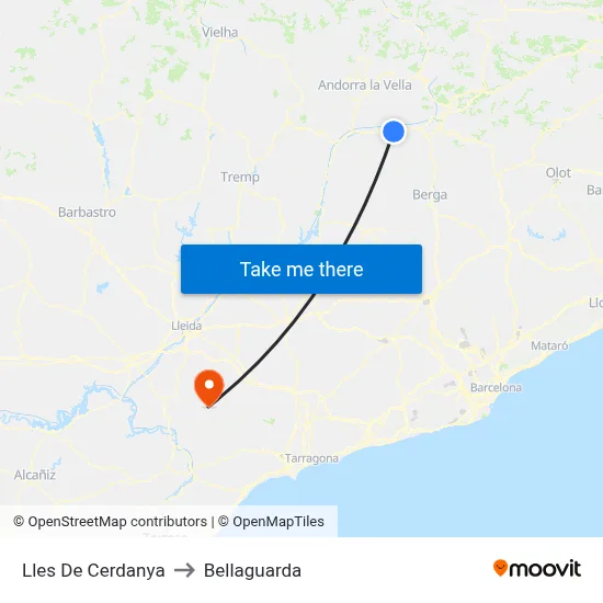 Lles De Cerdanya to Bellaguarda map