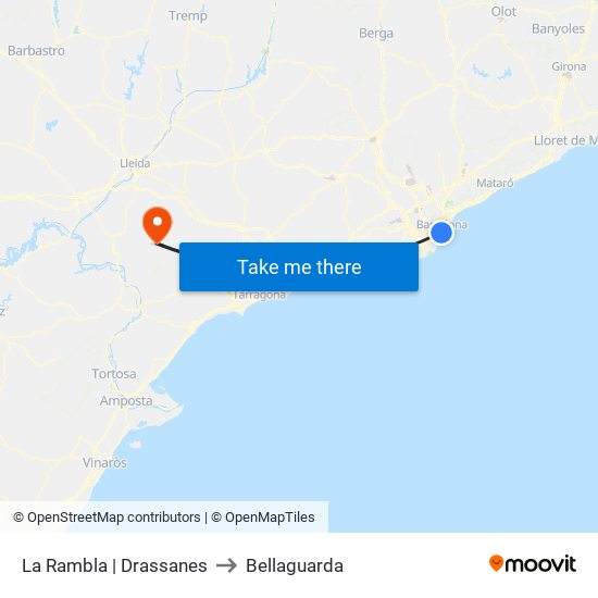 La Rambla | Drassanes to Bellaguarda map