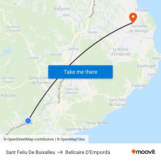 Sant Feliu De Buixalleu to Bellcaire D'Empordà map