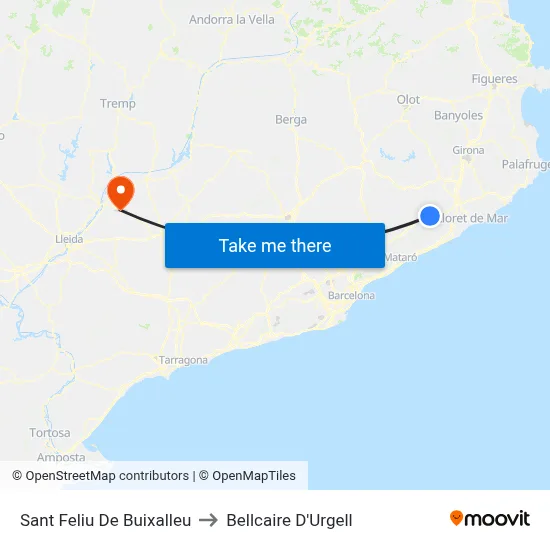 Sant Feliu De Buixalleu to Bellcaire D'Urgell map