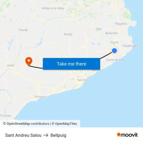 Sant Andreu Salou to Bellpuig map