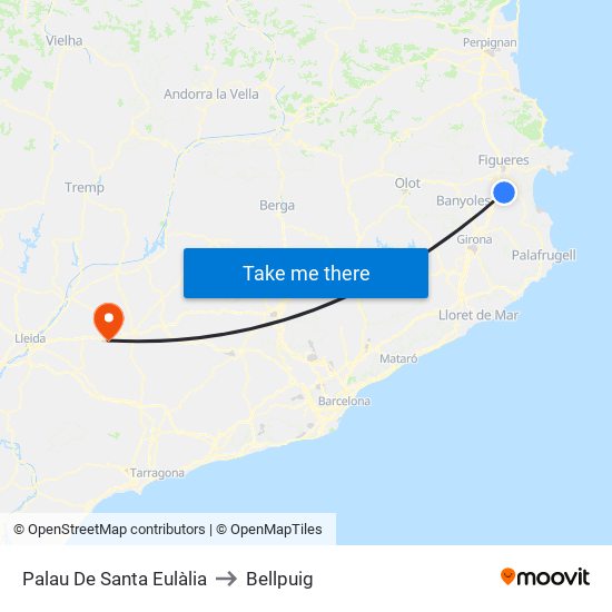 Palau De Santa Eulàlia to Bellpuig map