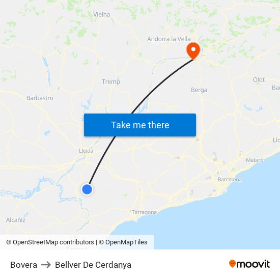 Bovera to Bellver De Cerdanya map