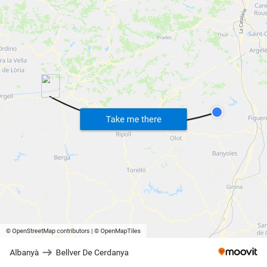 Albanyà to Bellver De Cerdanya map