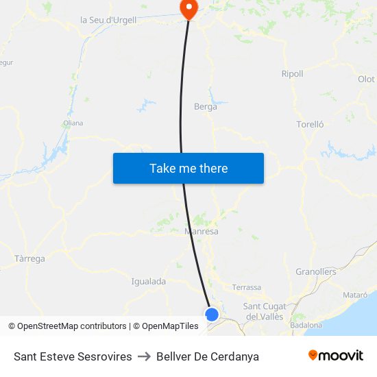 Sant Esteve Sesrovires to Bellver De Cerdanya map