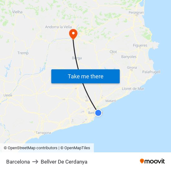 Barcelona to Bellver De Cerdanya map