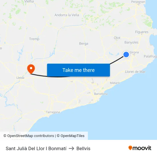 Sant Julià Del Llor I Bonmatí to Bellvís map