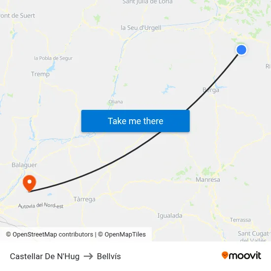 Castellar De N'Hug to Bellvís map