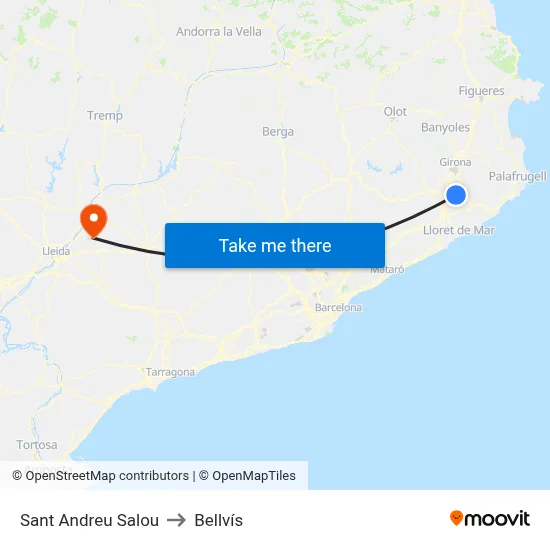 Sant Andreu Salou to Bellvís map