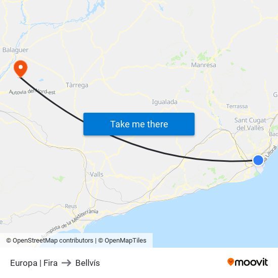 Europa | Fira to Bellvís map