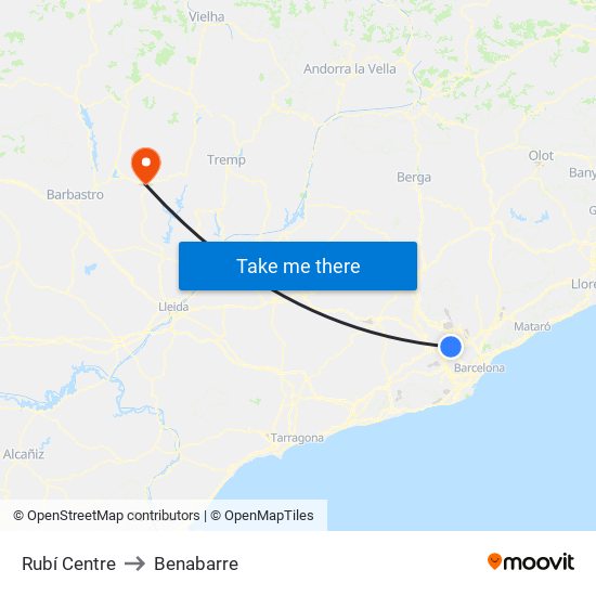 Rubí Centre to Benabarre map