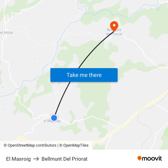 El Masroig to Bellmunt Del Priorat map