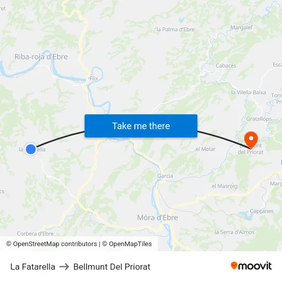 La Fatarella to Bellmunt Del Priorat map