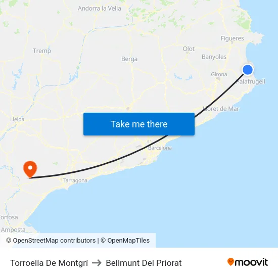 Torroella De Montgrí to Bellmunt Del Priorat map