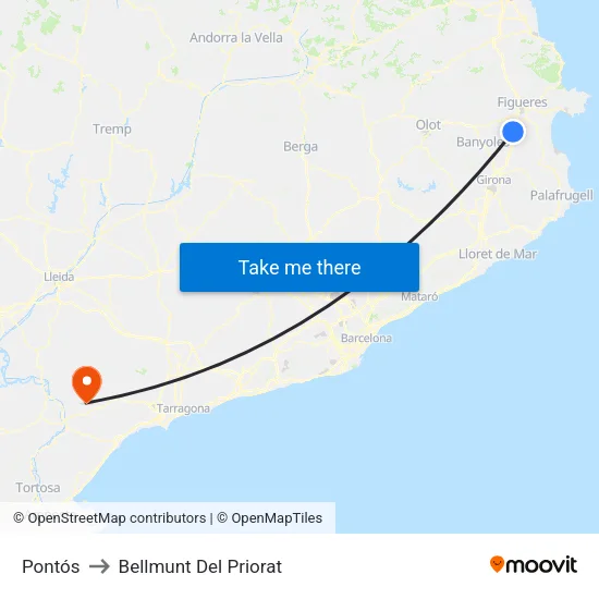 Pontós to Bellmunt Del Priorat map