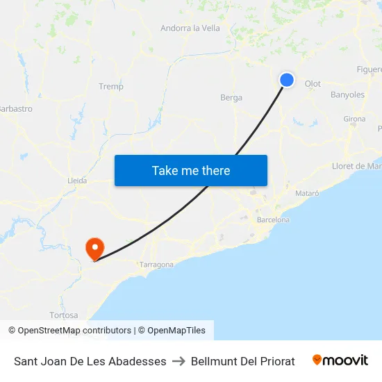 Sant Joan De Les Abadesses to Bellmunt Del Priorat map