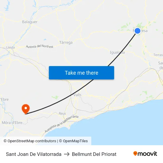 Sant Joan De Vilatorrada to Bellmunt Del Priorat map