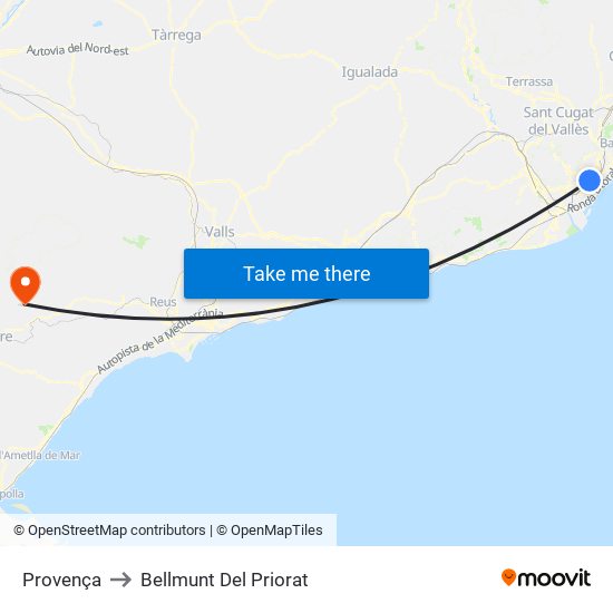 Provença to Bellmunt Del Priorat map