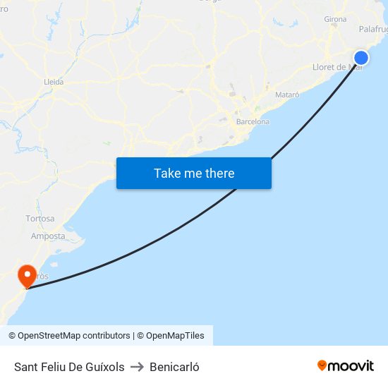 Sant Feliu De Guíxols to Benicarló map