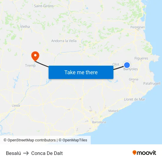 Besalú to Conca De Dalt map