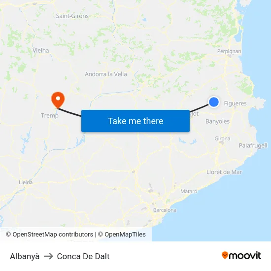 Albanyà to Conca De Dalt map