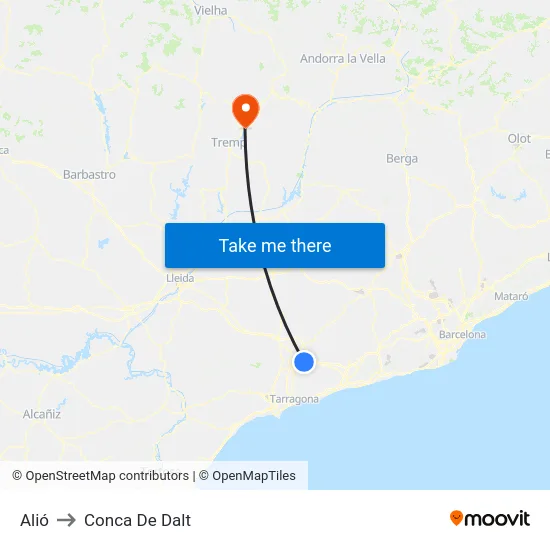 Alió to Conca De Dalt map