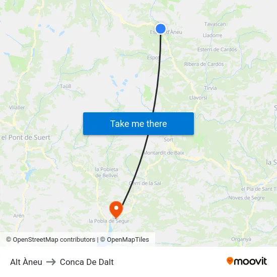 Alt Àneu to Conca De Dalt map