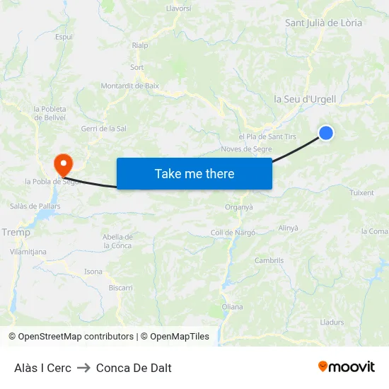Alàs I Cerc to Conca De Dalt map
