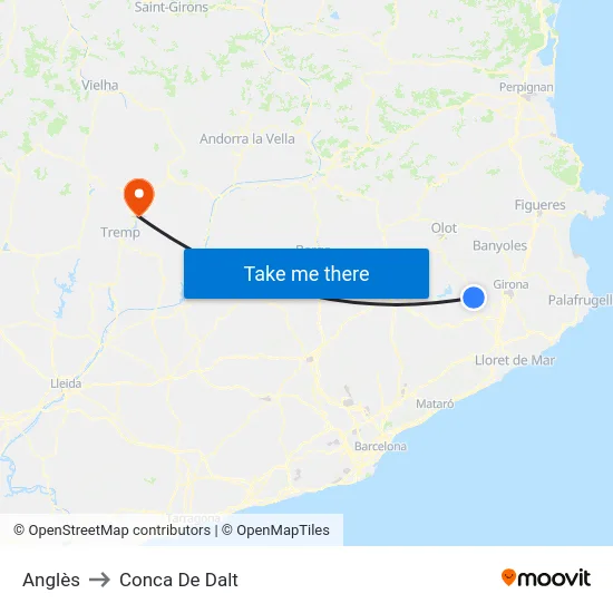 Anglès to Conca De Dalt map