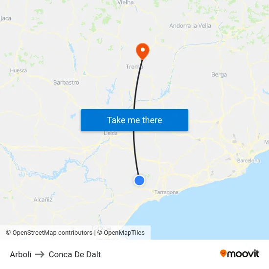 Arbolí to Conca De Dalt map
