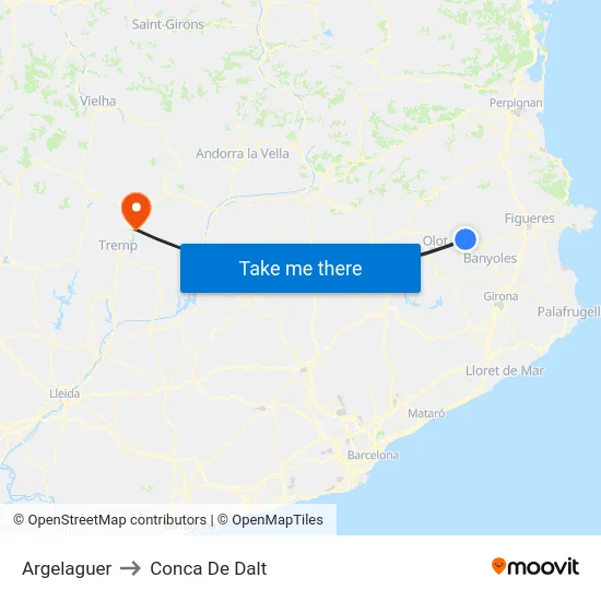 Argelaguer to Conca De Dalt map