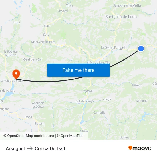 Arsèguel to Conca De Dalt map