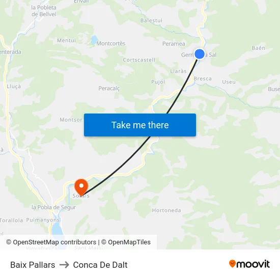 Baix Pallars to Conca De Dalt map