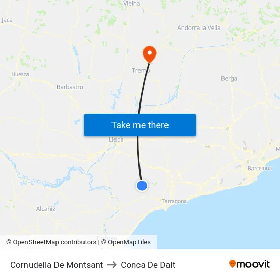 Cornudella De Montsant to Conca De Dalt map